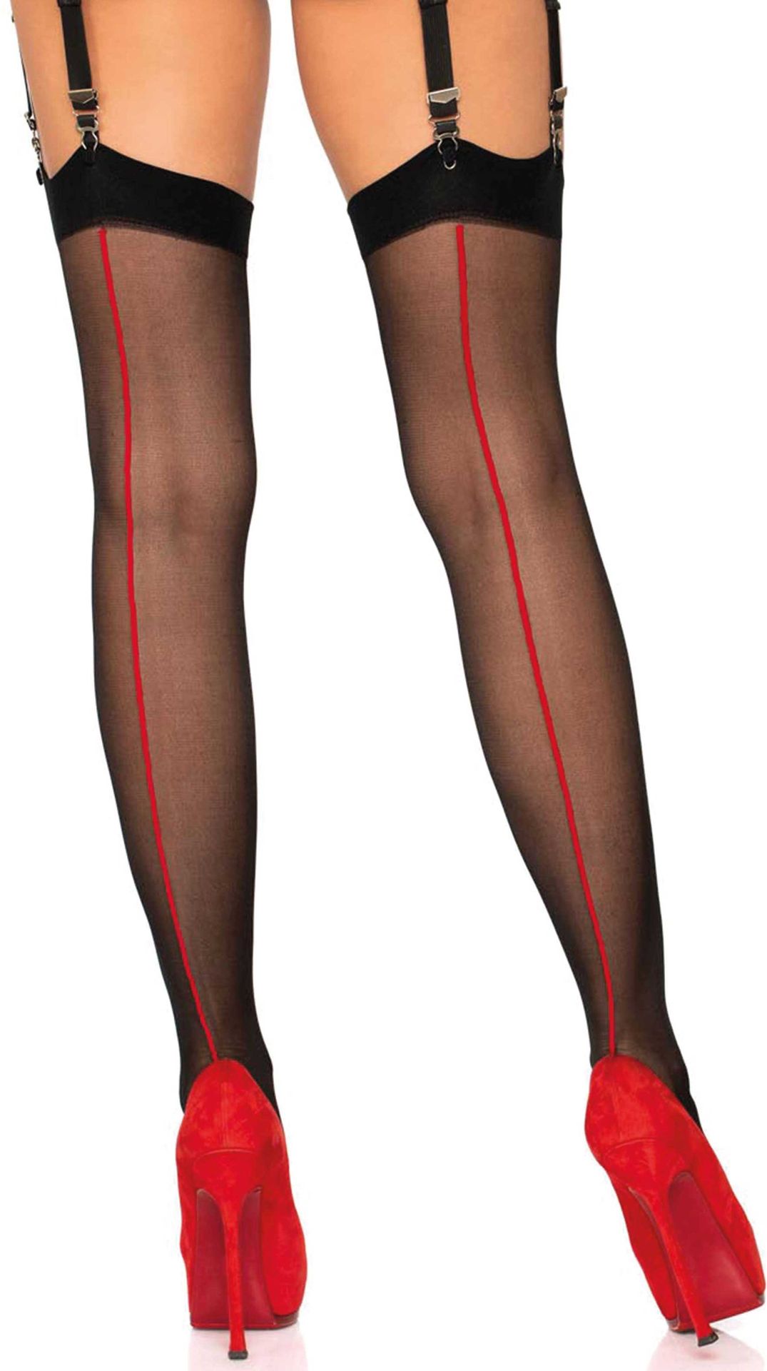 Transparante Kousen met Rode Achternaad