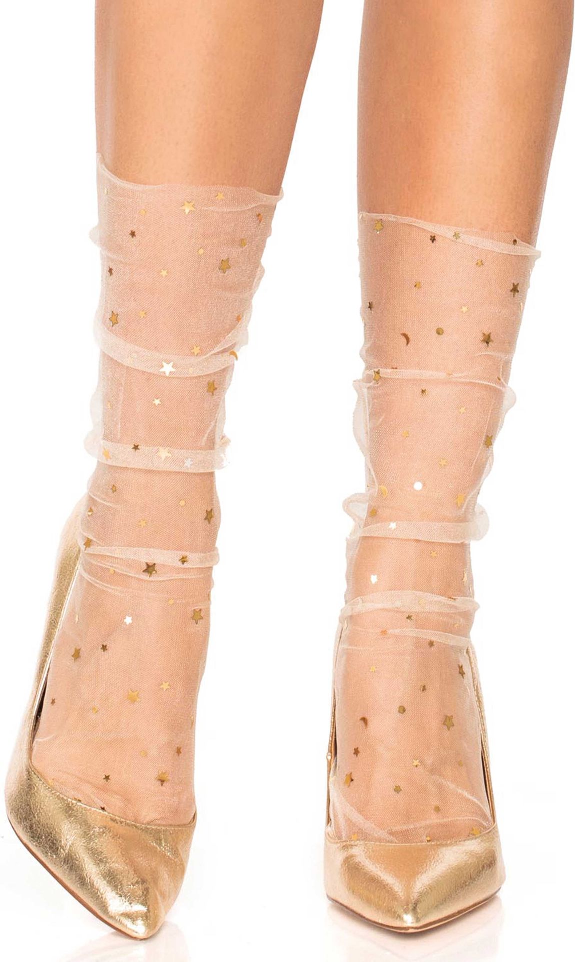 Transparante Tule Enkelsokken Maan en Sterren