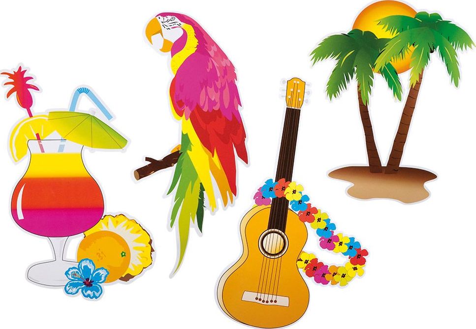 Tropische Hawaï Decoratieset 4 stuks Karton