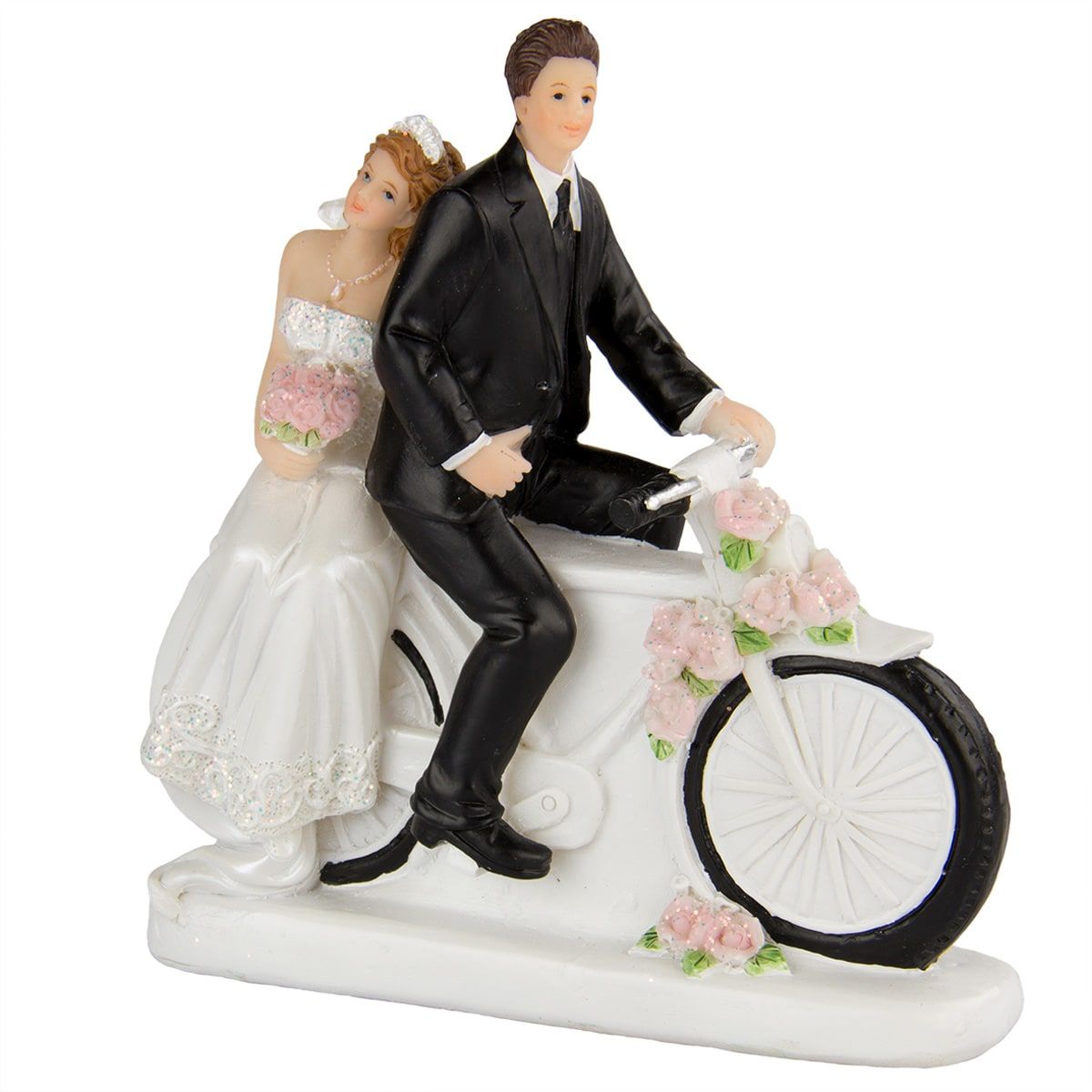 Trouwfiguurtje op fiets bruiloft