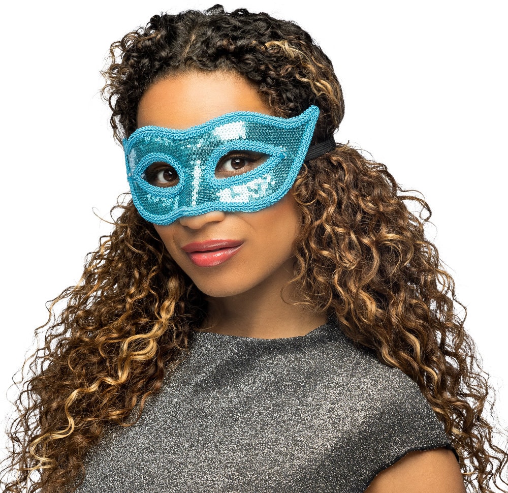 Turquoise Venetiaans Sequins Masker