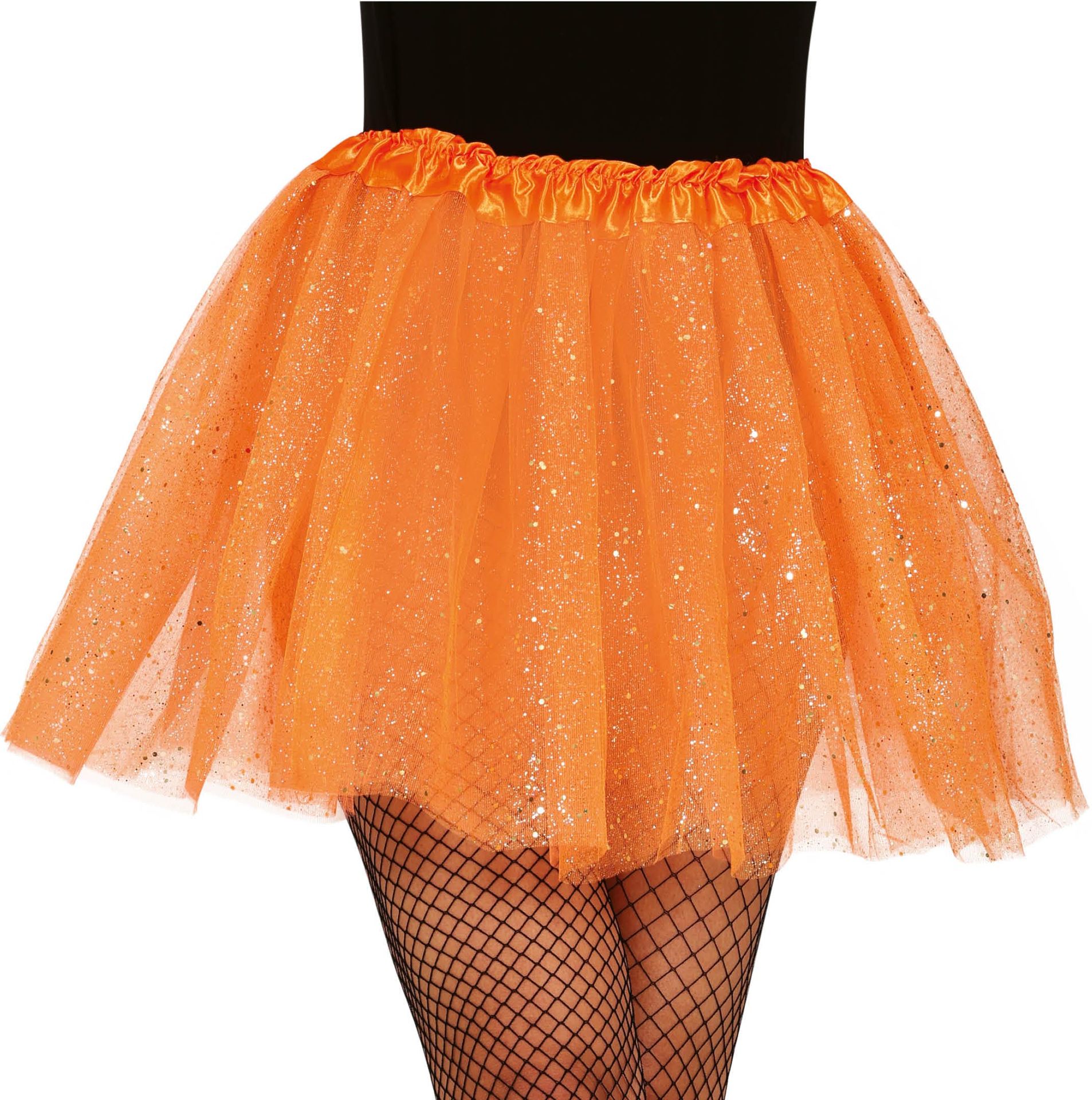 Tutu met Glitters Oranje 40cm Dames