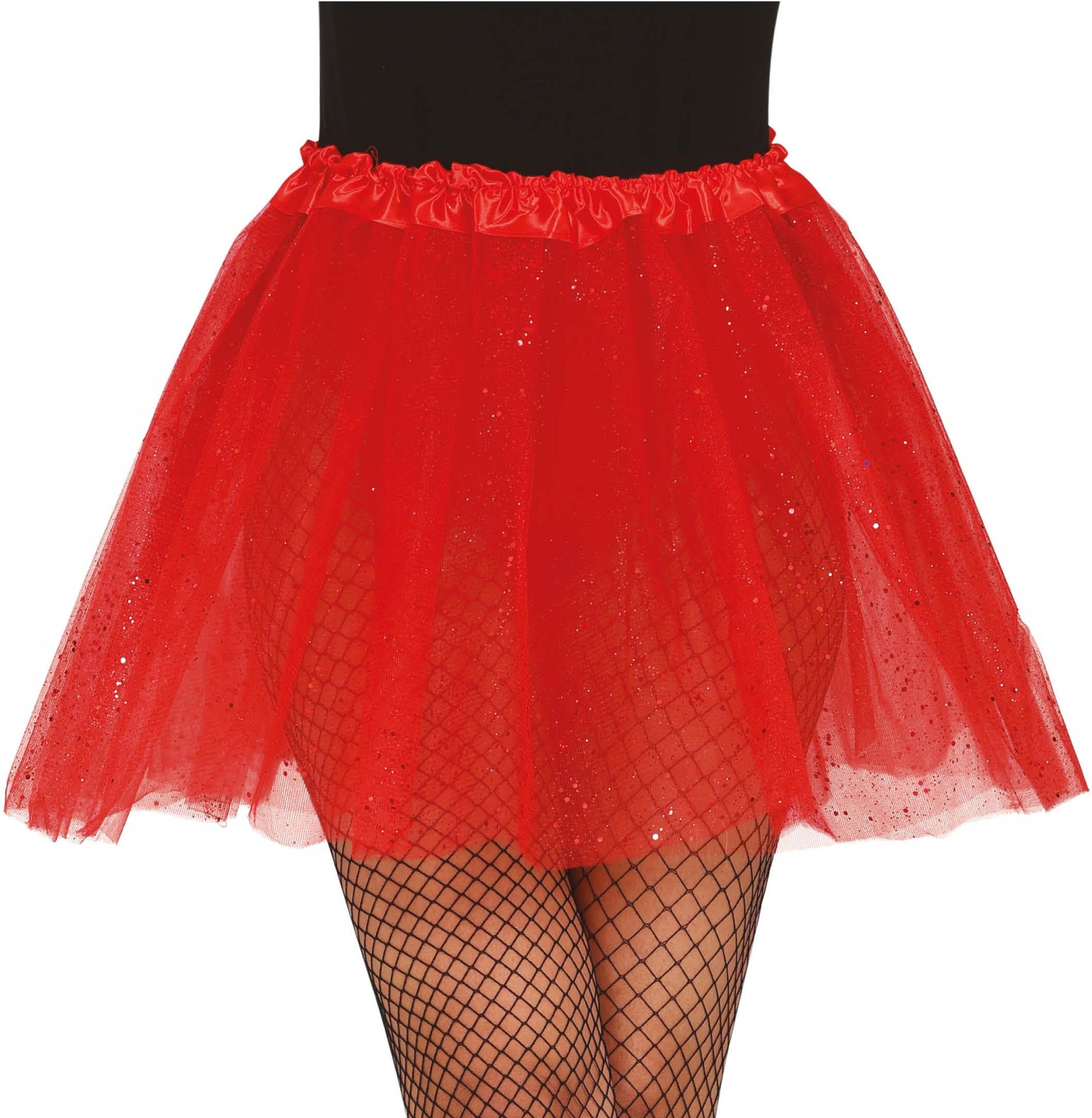 Tutu met Glitters Rood 40cm Dames