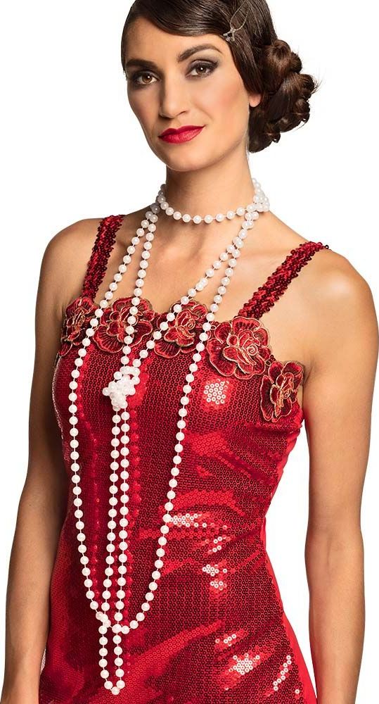 Twee Witte Flapper Parel Kettingen