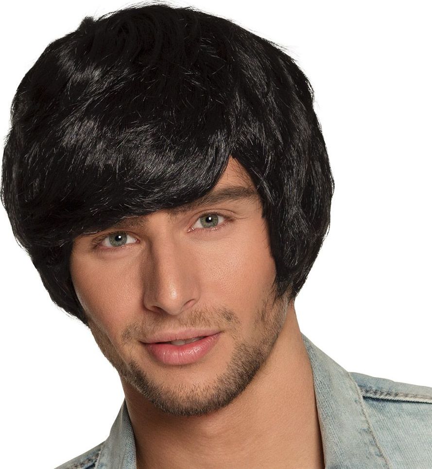 Zwarte pruik heren Clearance