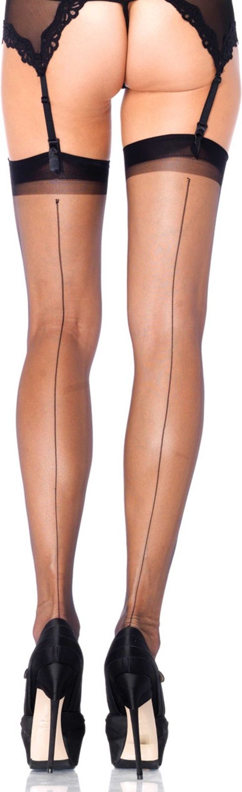 Ultra Transparante Jarretel Kousen met Elegante Naad