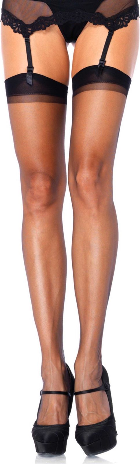 Ultra Transparante Jarretel Kousen Zwart