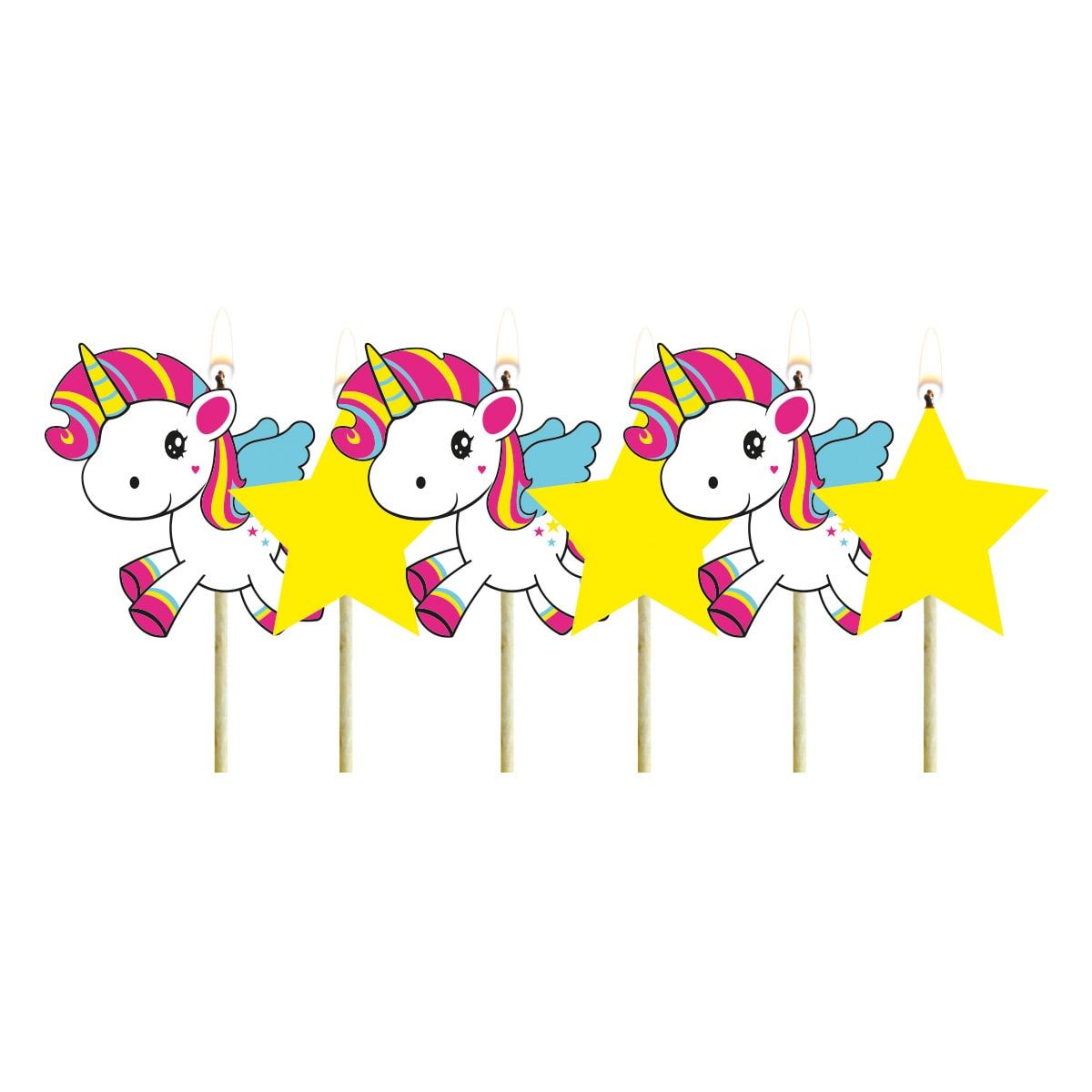 Unicorn Kinderfeestje Taartkaarsjes 6 Stuks