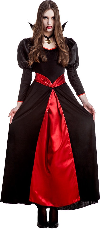Vampier Jurk Dames Halloween Zwart Rood
