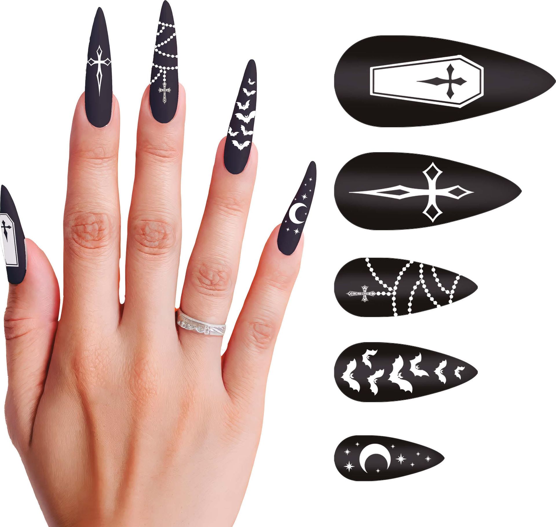 Vampier Nagels Zwartwit