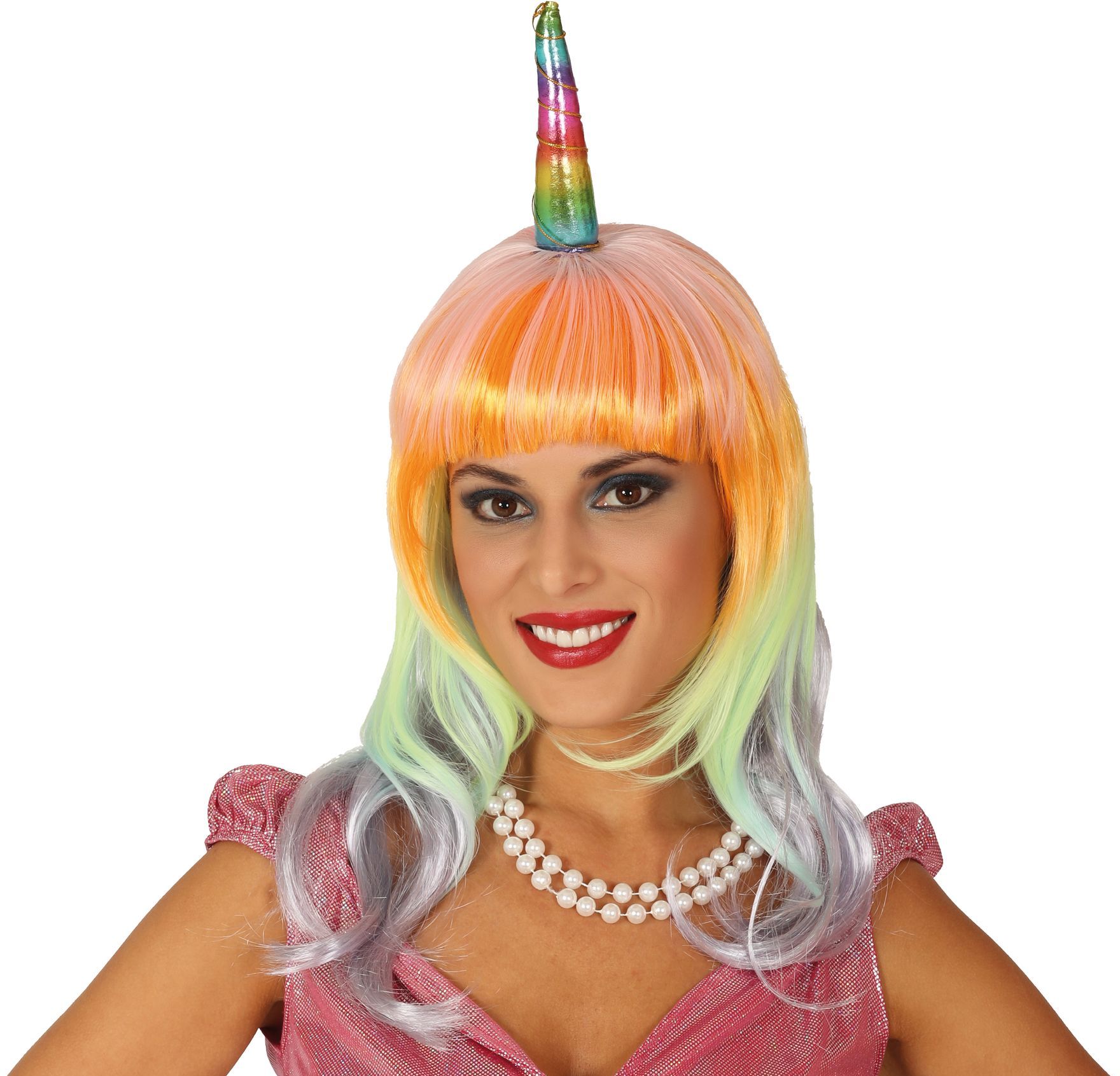 Veelkleurige Unicorn Pruik