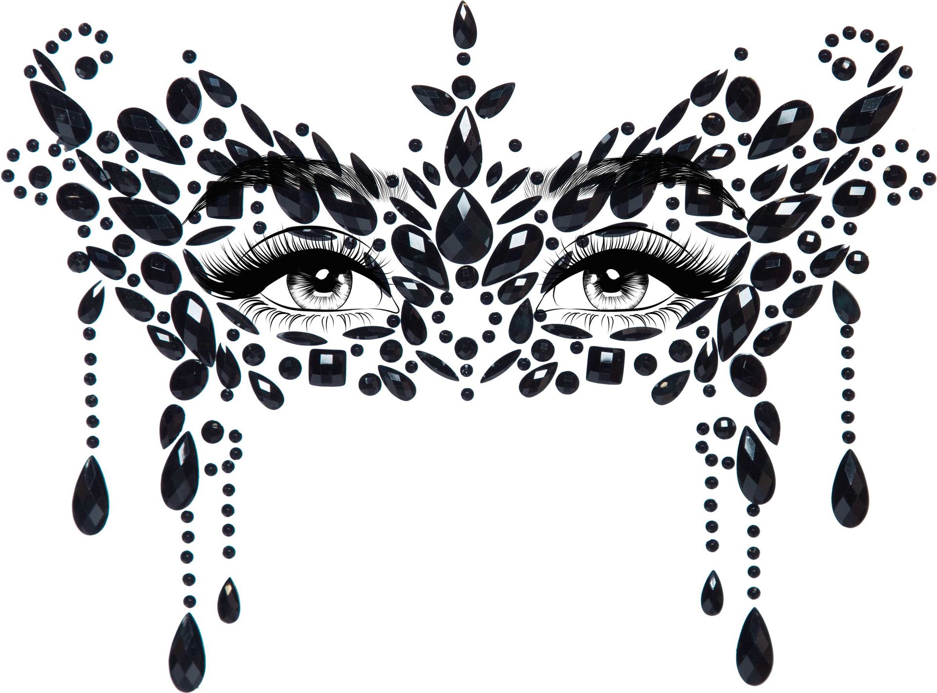 Venetiaans Carnaval Gezicht Jewel Stickers Zwart