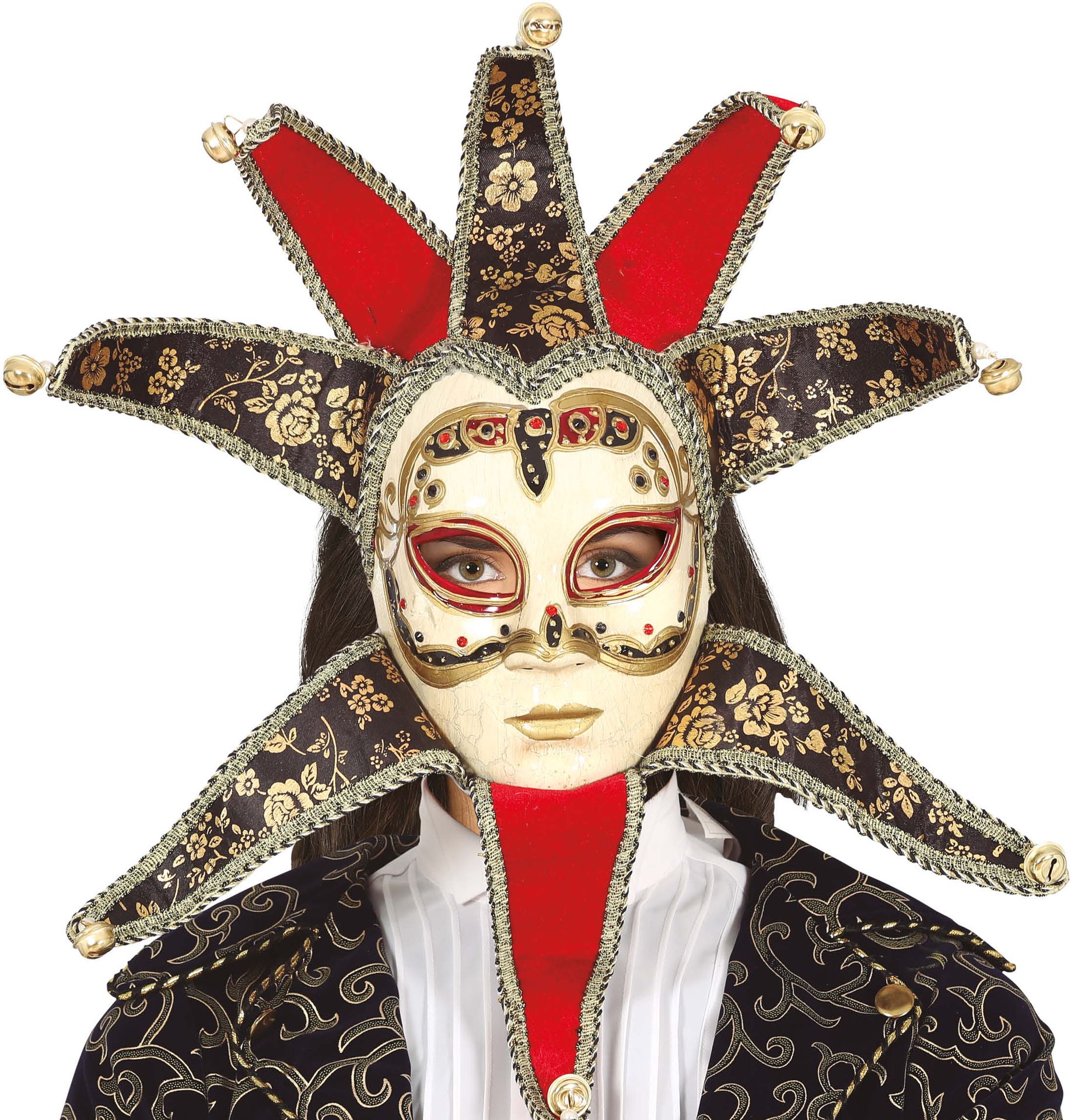 Venetiaans Masker Rood Beige Dames