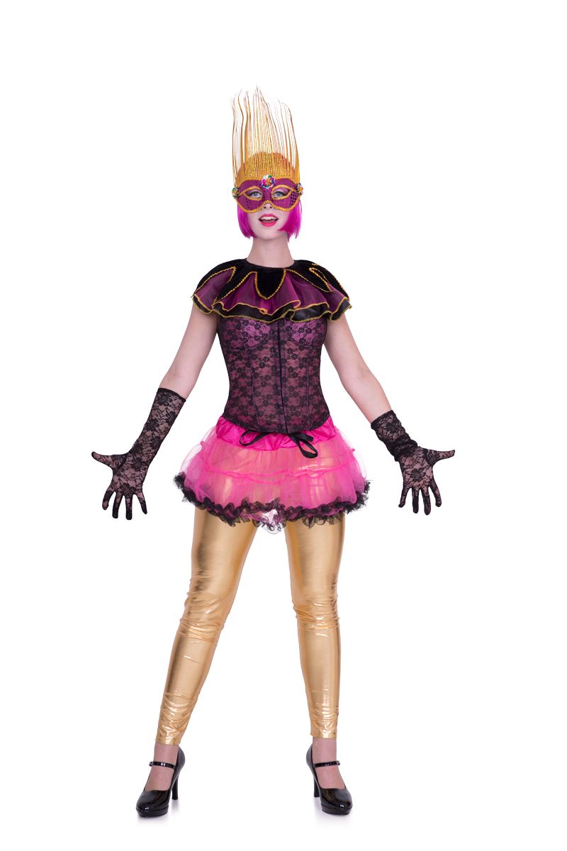 Venetiaans Oogmasker Goud-Magenta