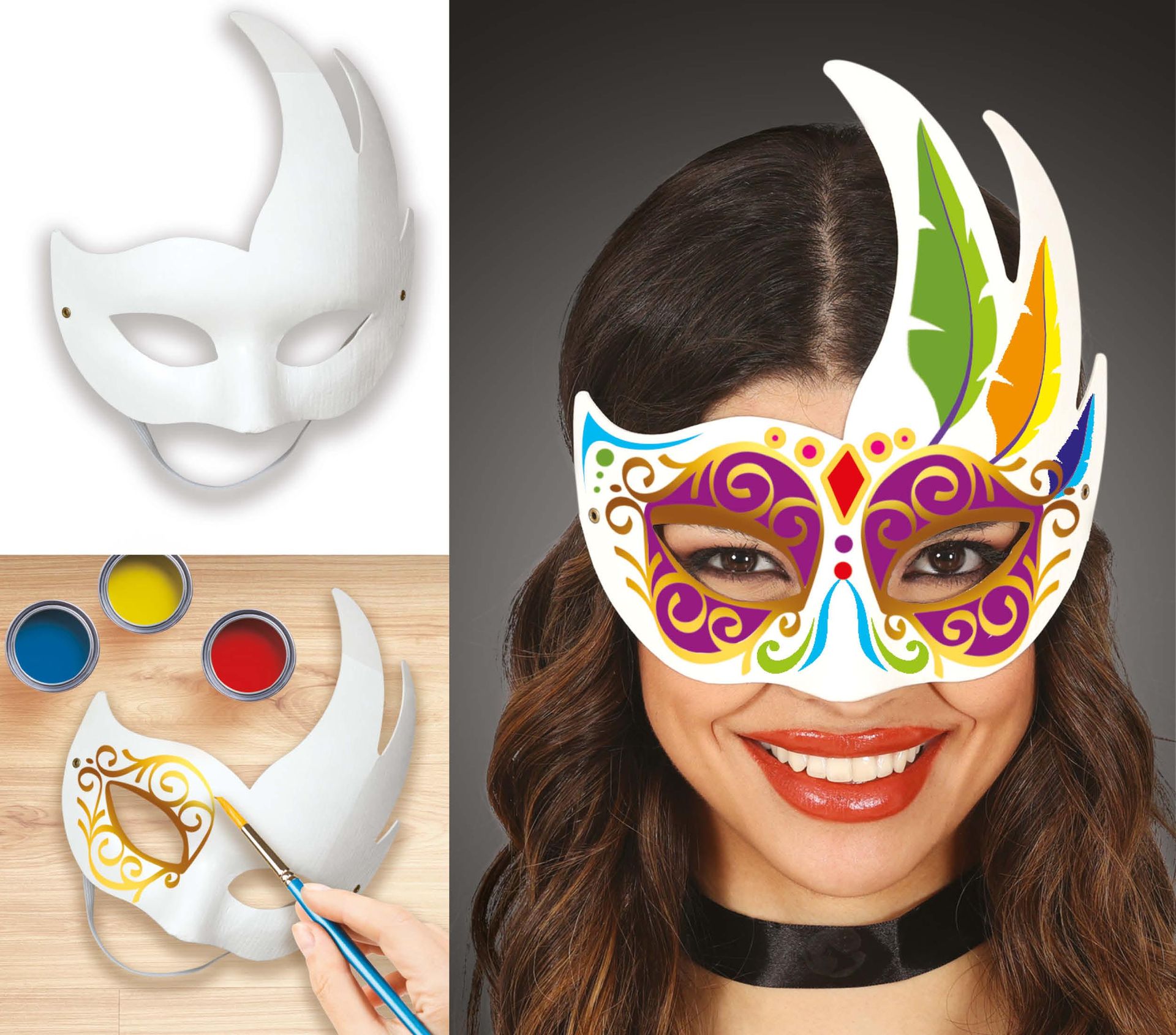 Venetiaans Wit Veren Oogmasker Om Te Beschilderen