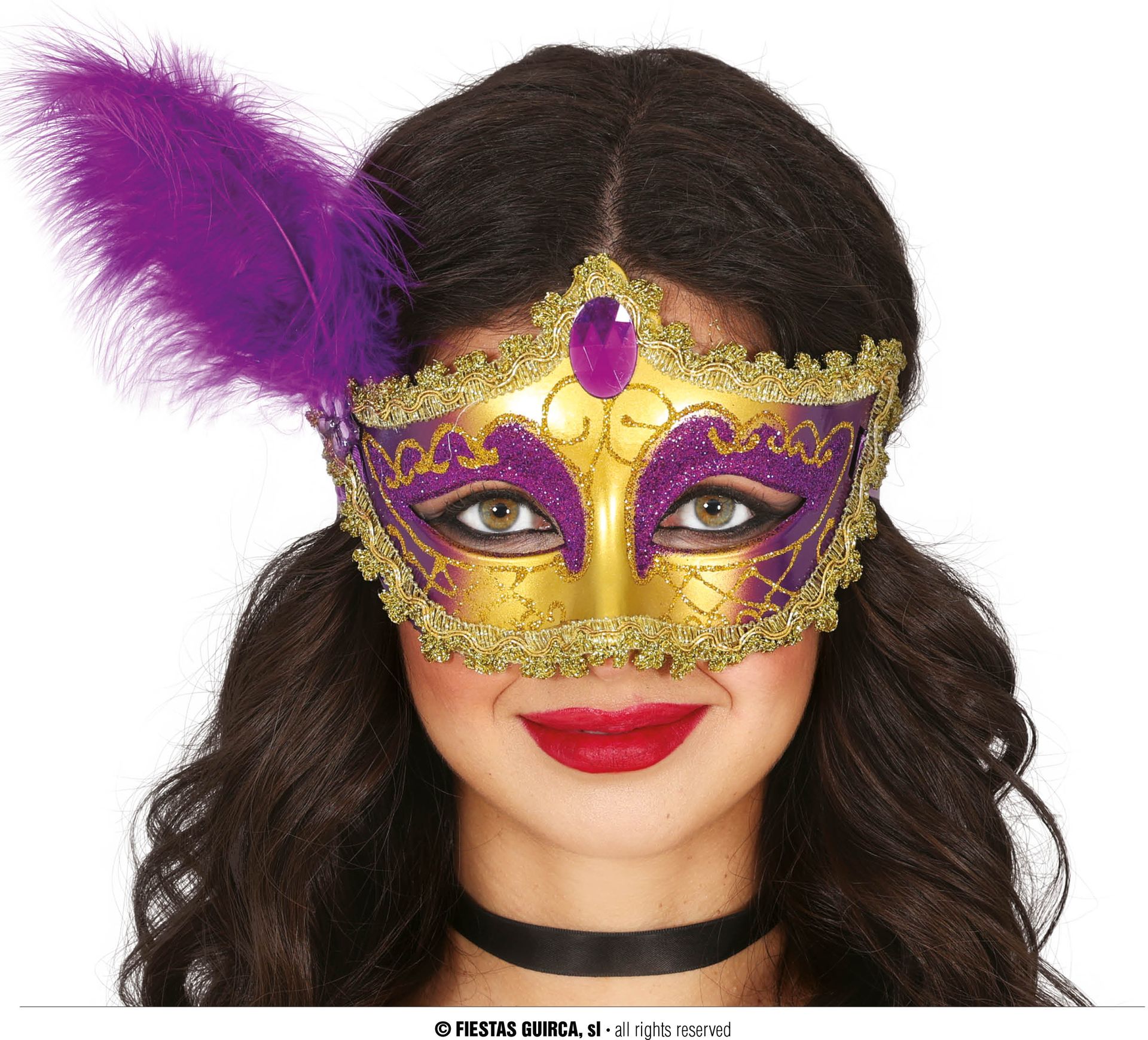 Verenmasker Goud Paars Venetiaans Carnaval