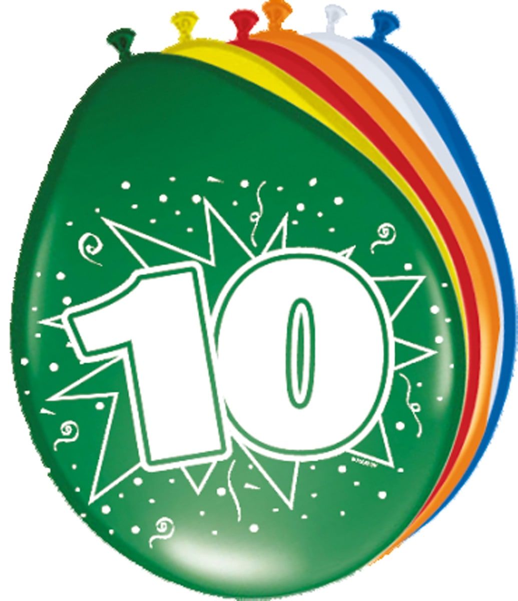 Verjaardag 10 jaar ballonnen 8 stuks