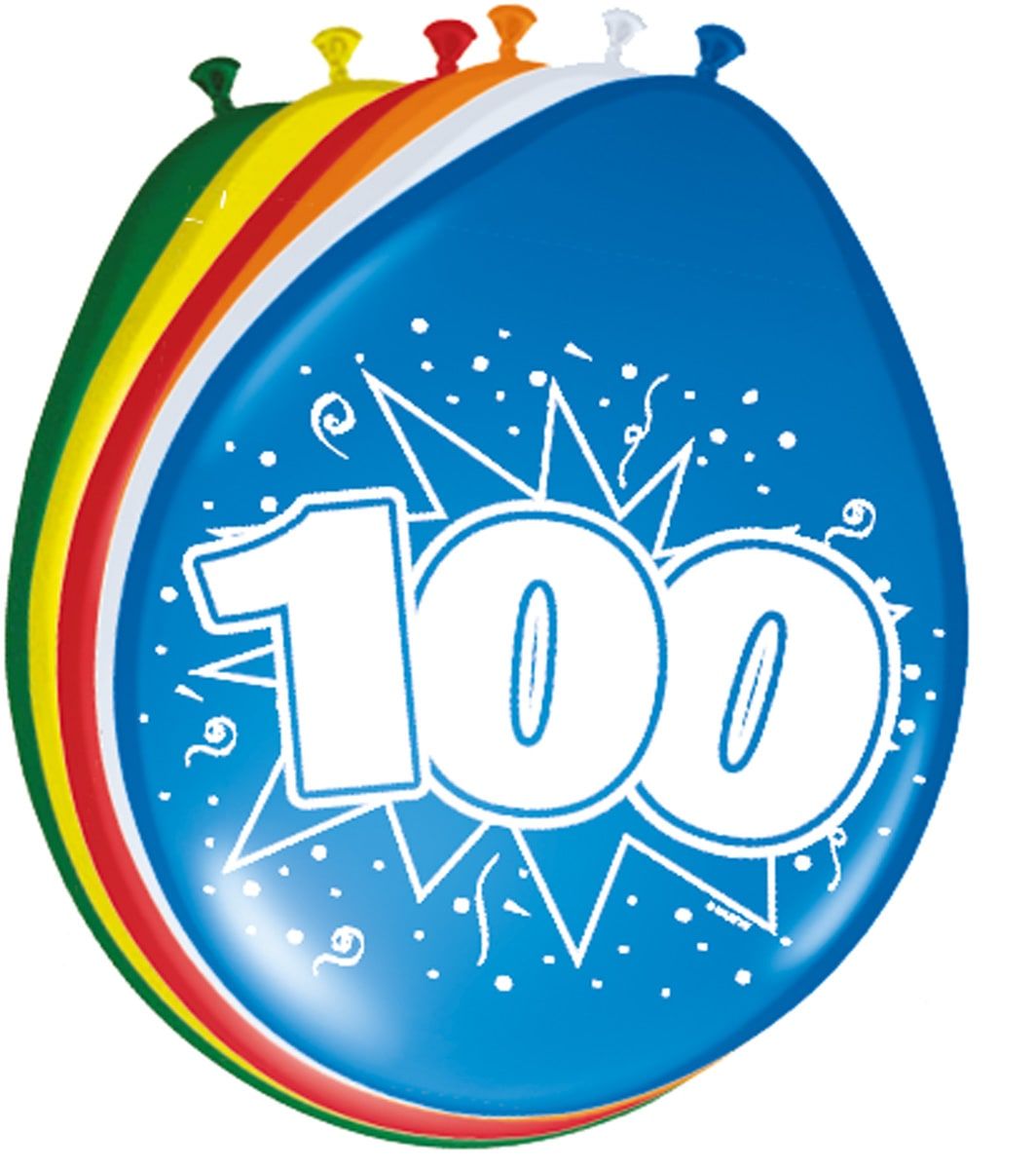 Verjaardag 100 jaar ballonnen 8 stuks