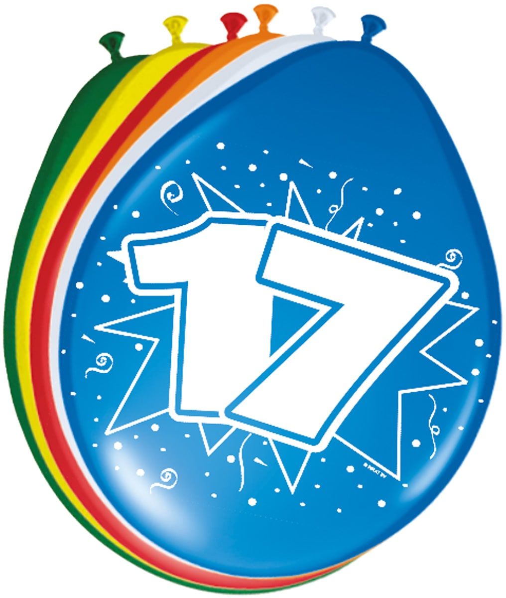 Verjaardag 17 Jaar Ballonnen 8 Stuks