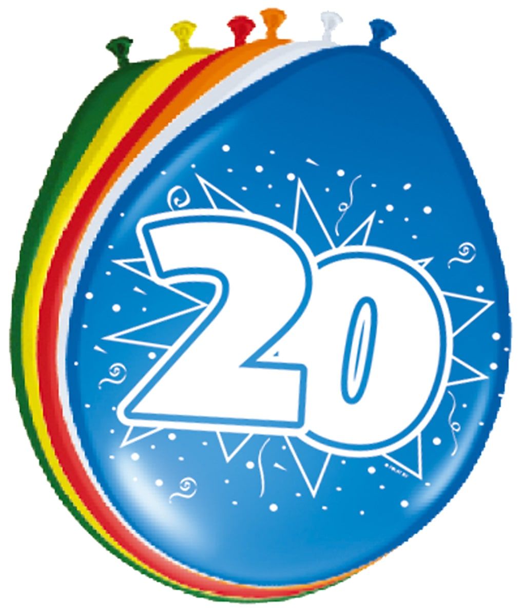 Verjaardag 20 jaar ballonnen 8 stuks