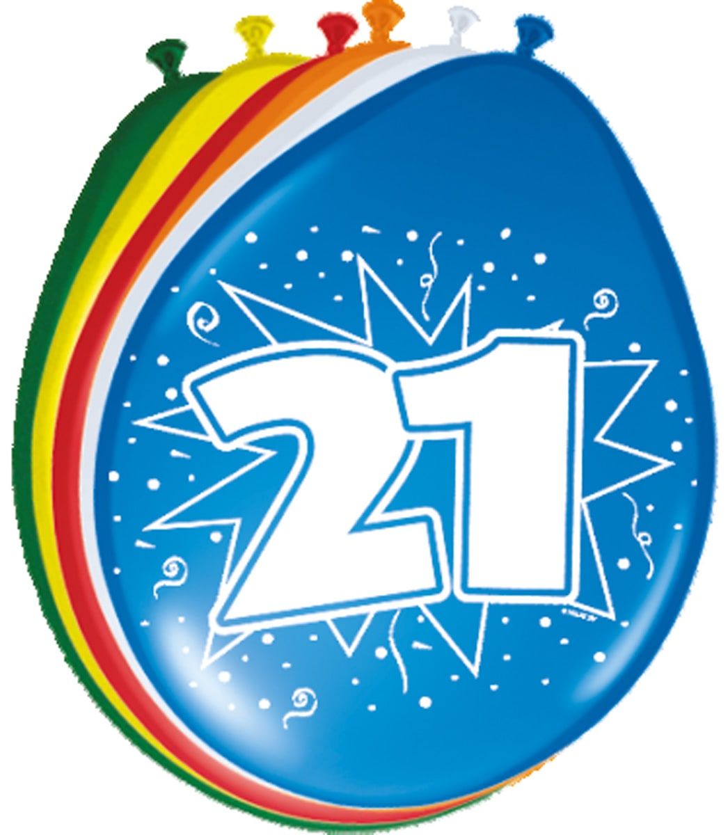 Verjaardag 21 jaar ballonnen 8 stuks
