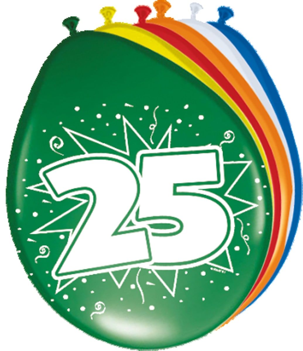 Verjaardag 25 jaar ballonnen 8 stuks