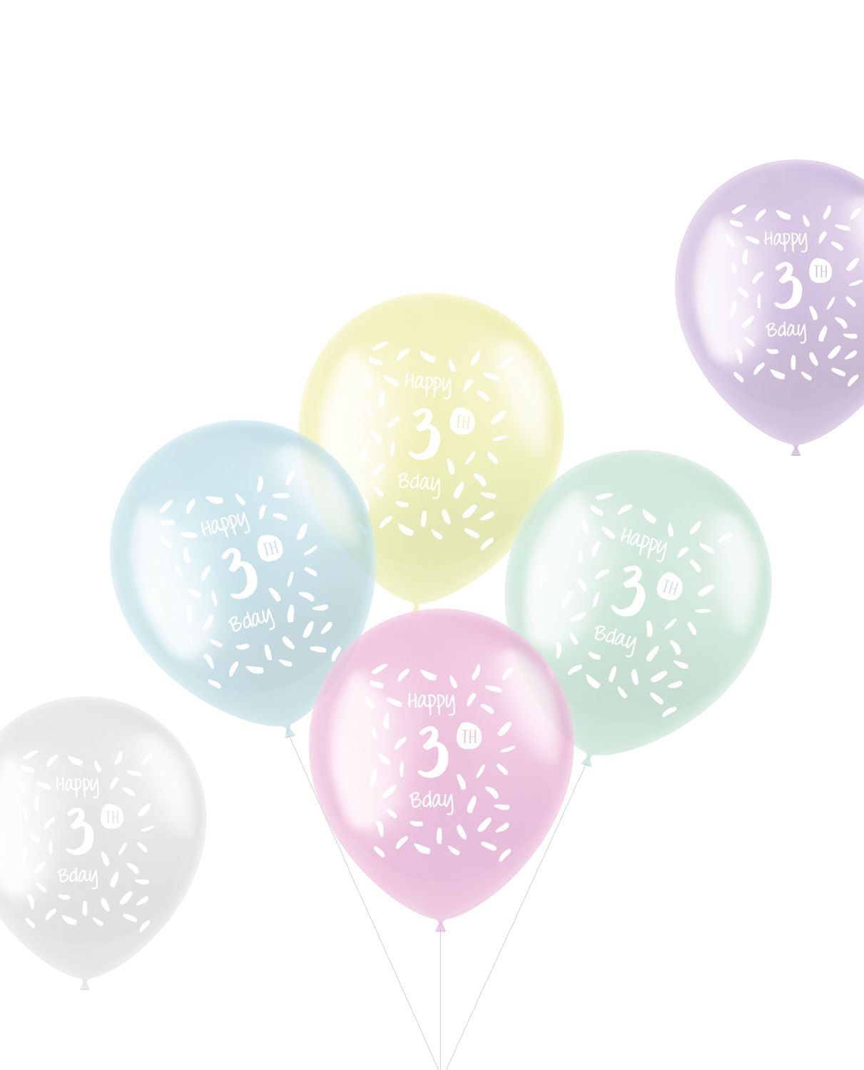 Verjaardag 3 jaar b-Day ballonnen pastel