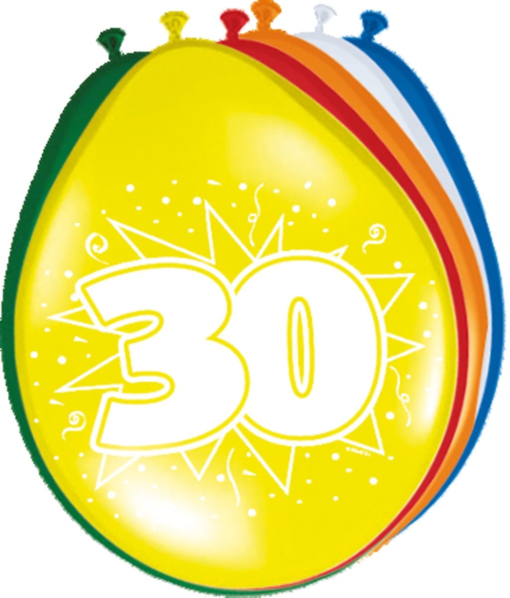 Verjaardag 30 jaar ballonnen 8 stuks