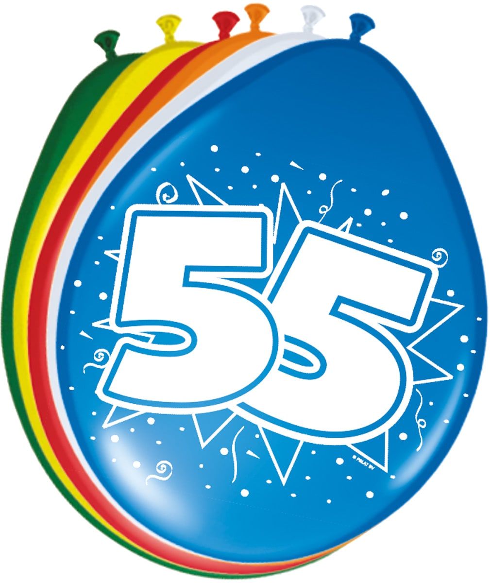 Verjaardag 55 jaar ballonnen 8 stuks