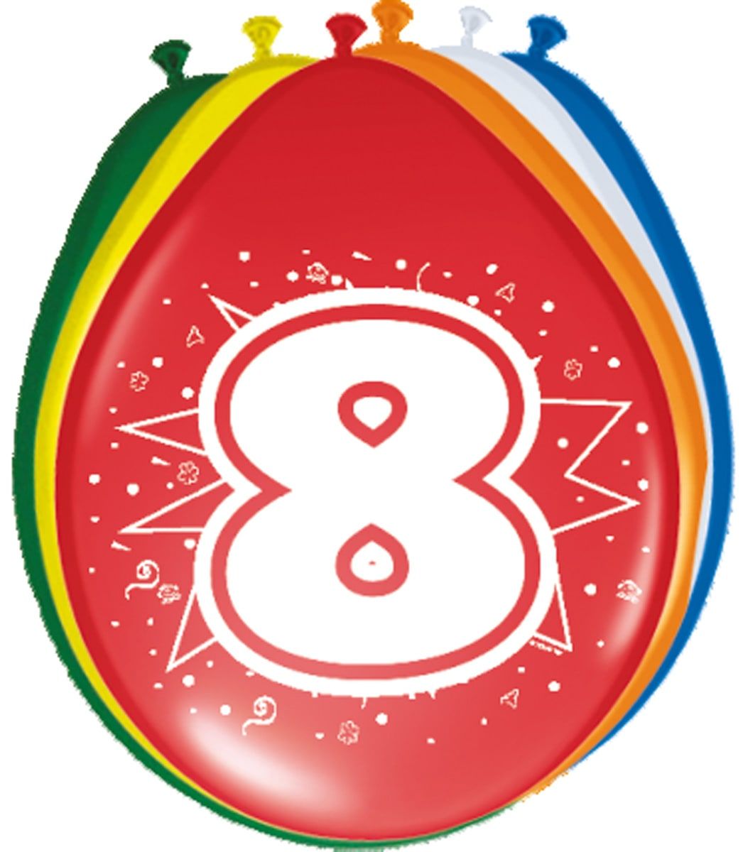 Verjaardag 8 Jaar Ballonnen 8 Stuks