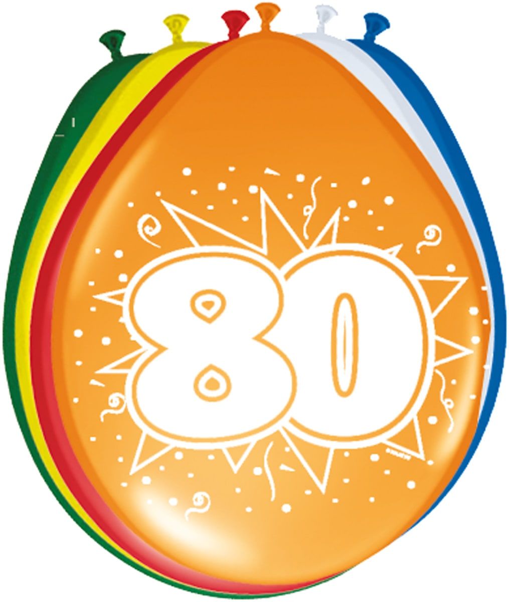 Verjaardag 80 jaar ballonnen 8 stuks