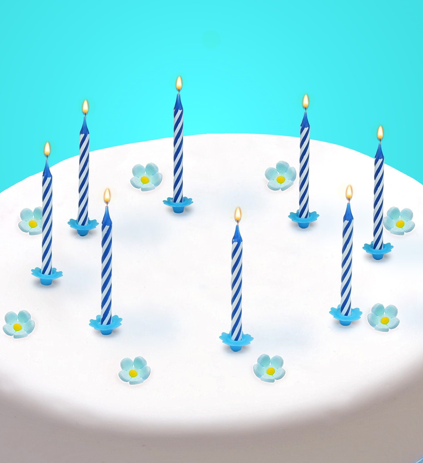 Verjaardag feest taartkaarsjes blauw wit