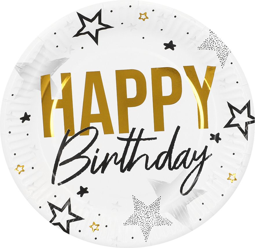 Verjaardag Papieren Bordjes set 8 Stuks Goud