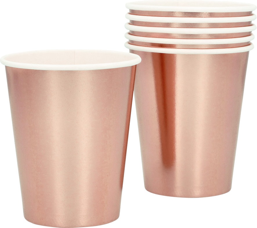 Verjaardag Set 6 papieren bekertjes Roségoud
