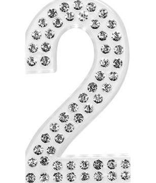 Verjaardag Taarttopper Diamant Cijfer 2 Zilver