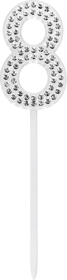 Verjaardag Taarttopper Diamant Cijfer 8 Zilver