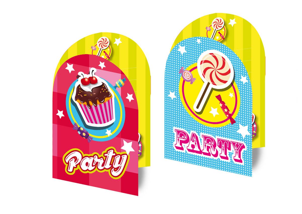 Verjaardag Uitnodigingskaarten Cake en Candy