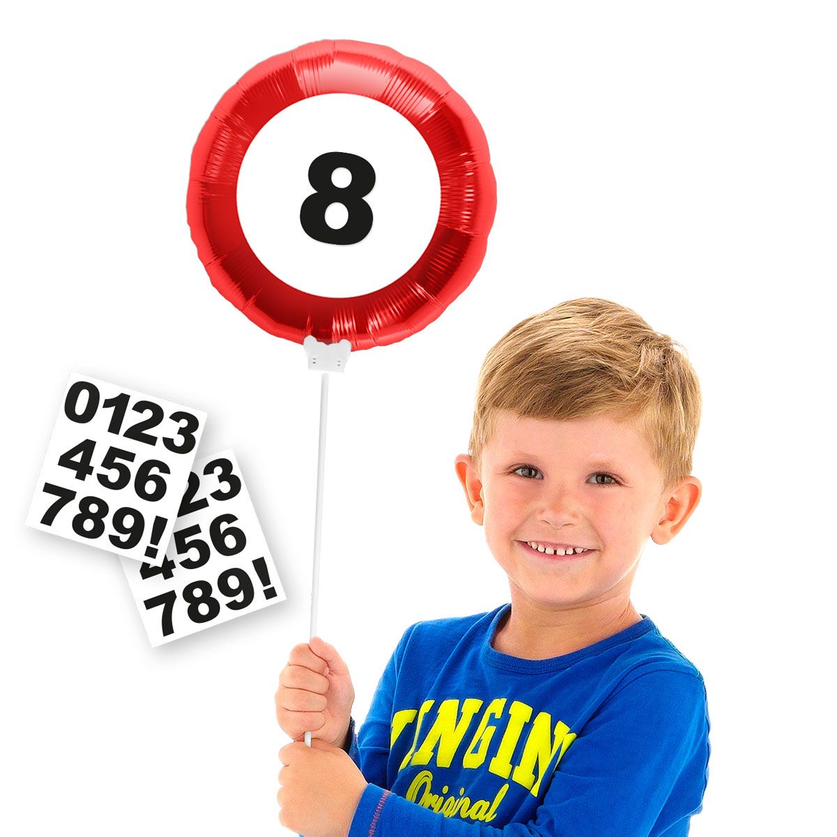 Verjaardag verkeersbord mini folieballon met stickers