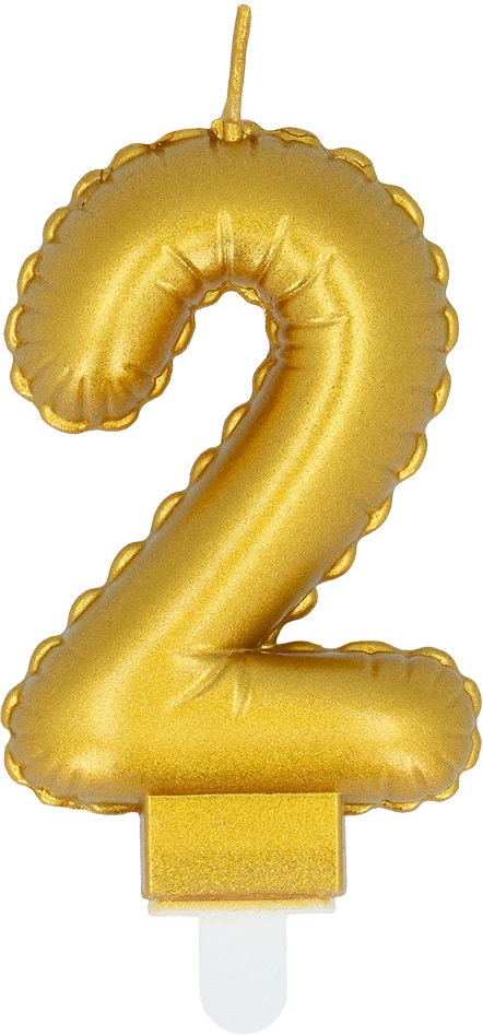 Verjaardagskaarsje Cijfer 2 Goud