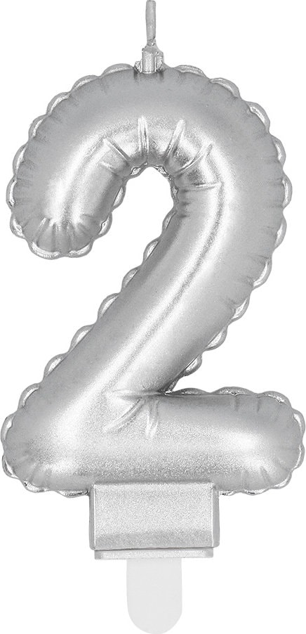 Verjaardagskaarsje Cijfer 2 Zilver