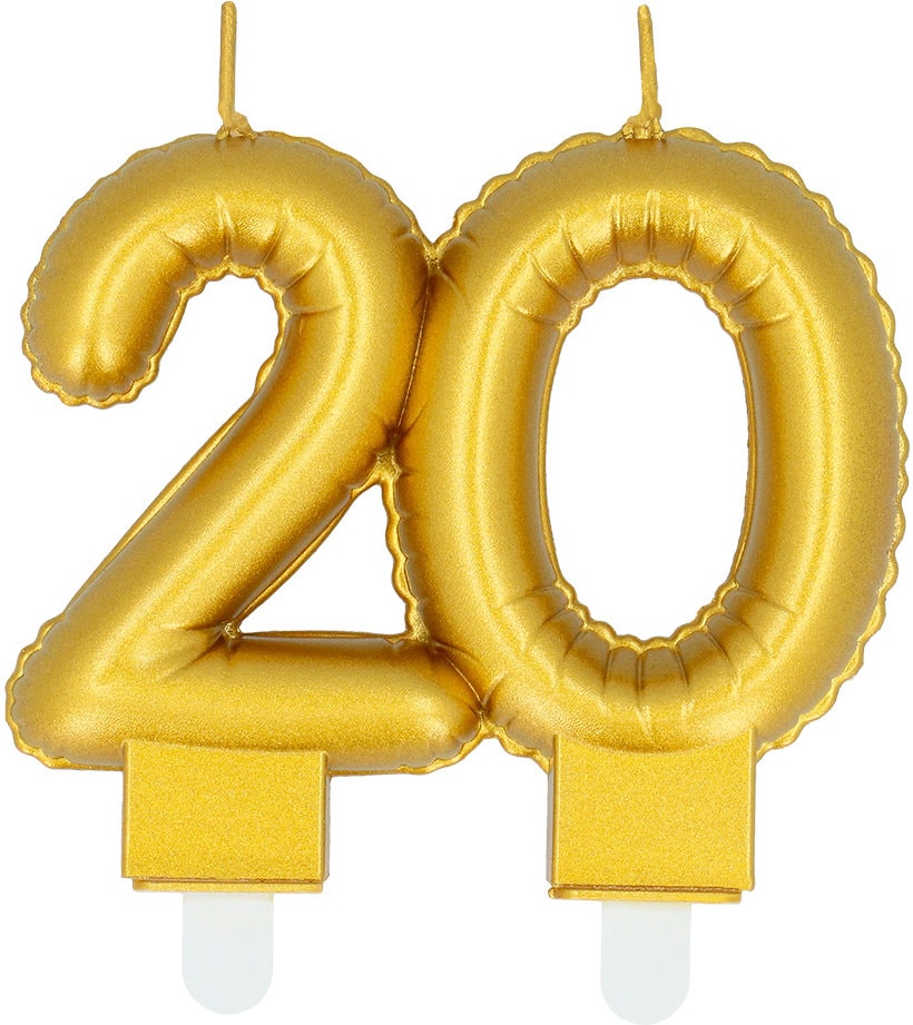 Verjaardagskaarsje Cijfer 20 Goud