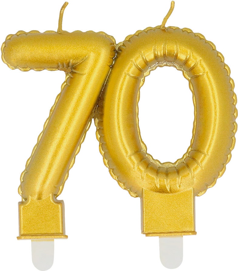 Verjaardagskaarsje Cijfer 70 Goud