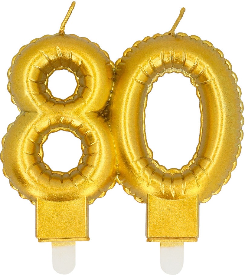 Verjaardagskaarsje Cijfer 80 Goud