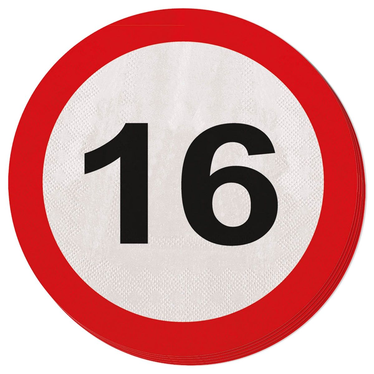Verkeersbord Verjaardag 16 Jaar Servetten 20 Stuks