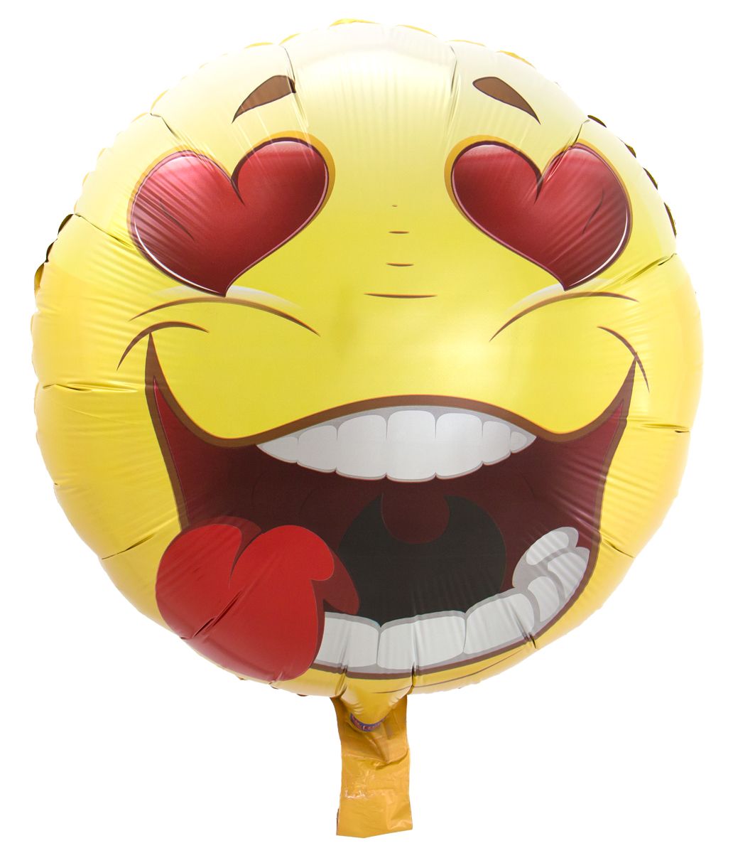 Verliefde hartjes smiley folieballon