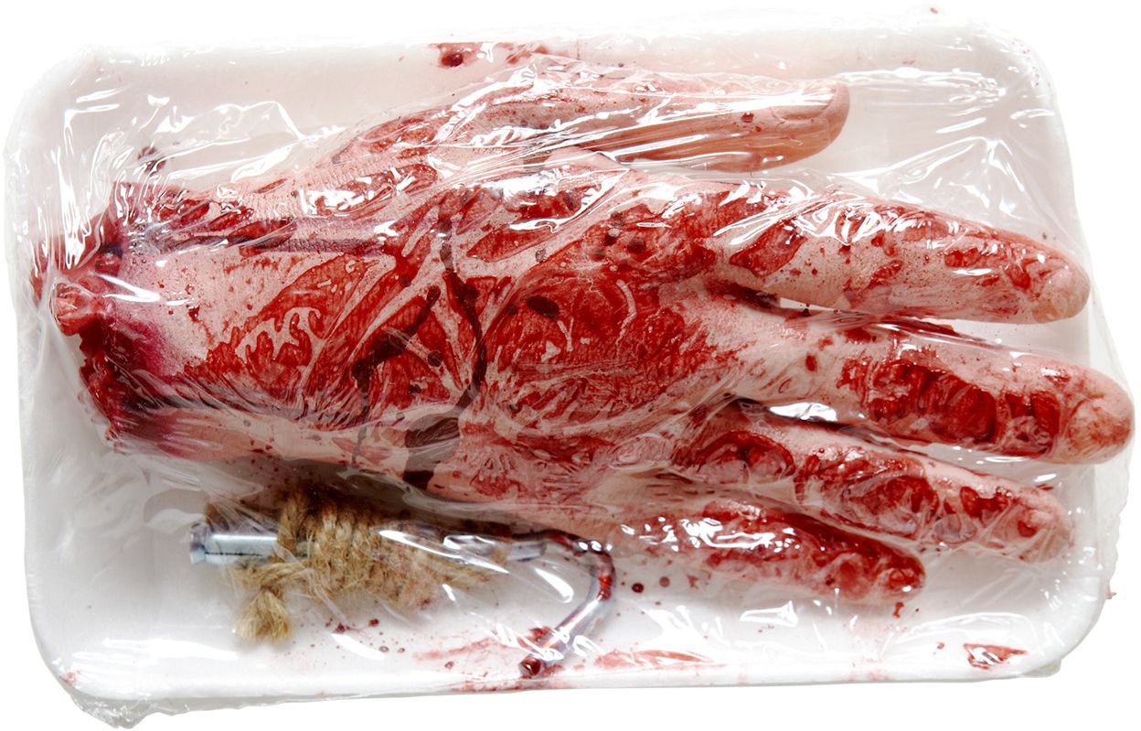 Verpakte Bloedende Afgehakte Hand