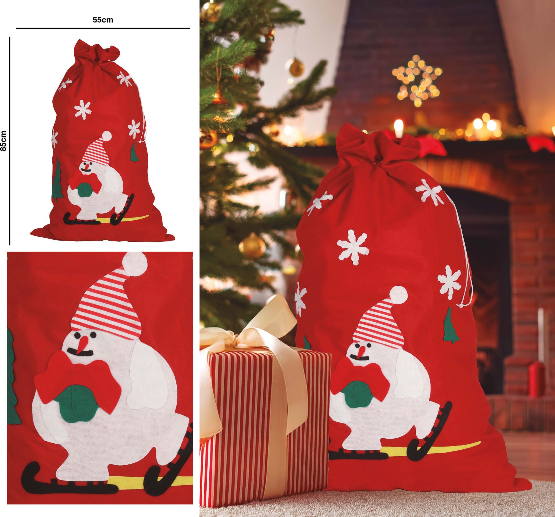 Versierde Kerst Cadeau Zak Rood