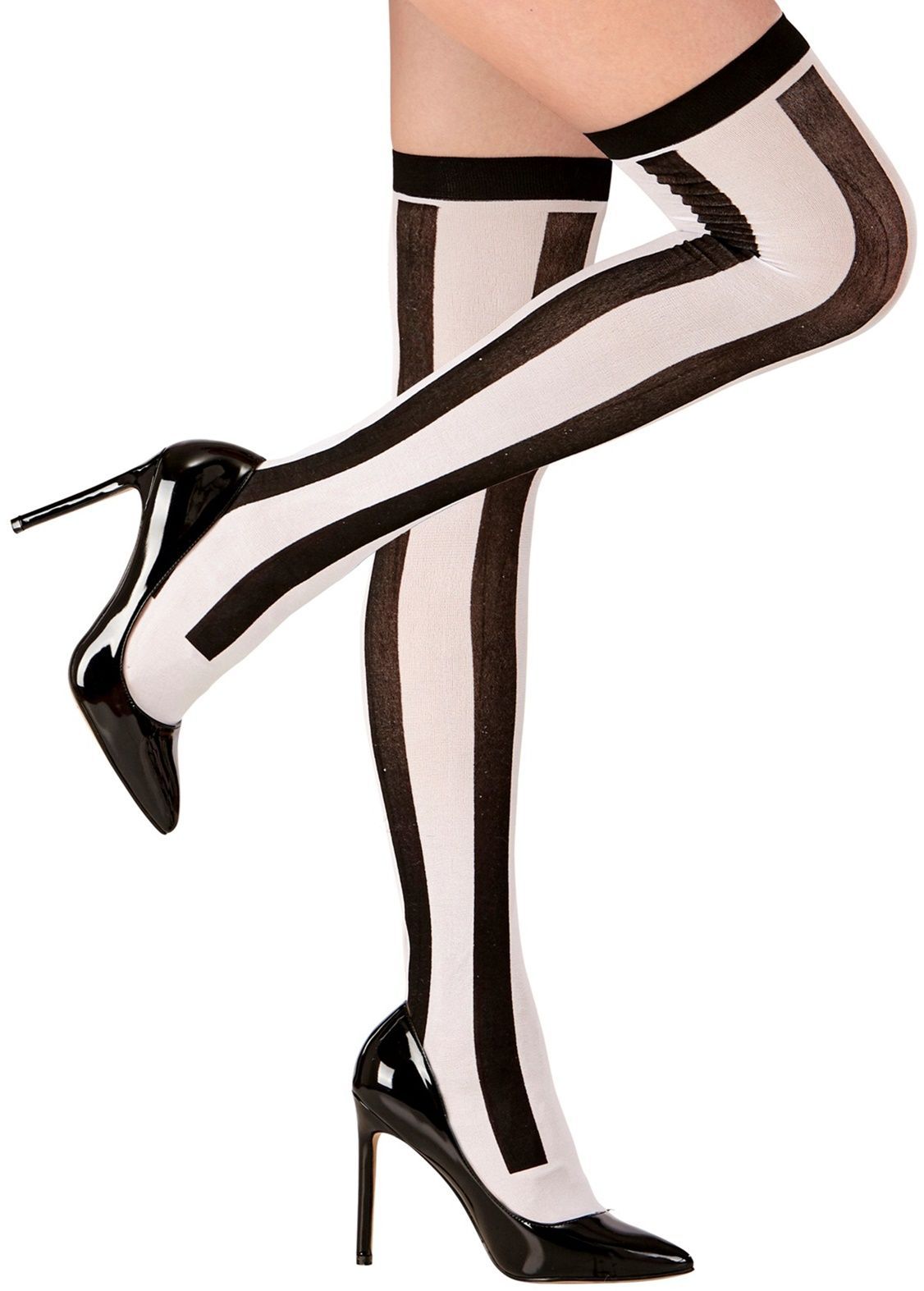 Verticaal Zwart Wit Gestreepte Kousen