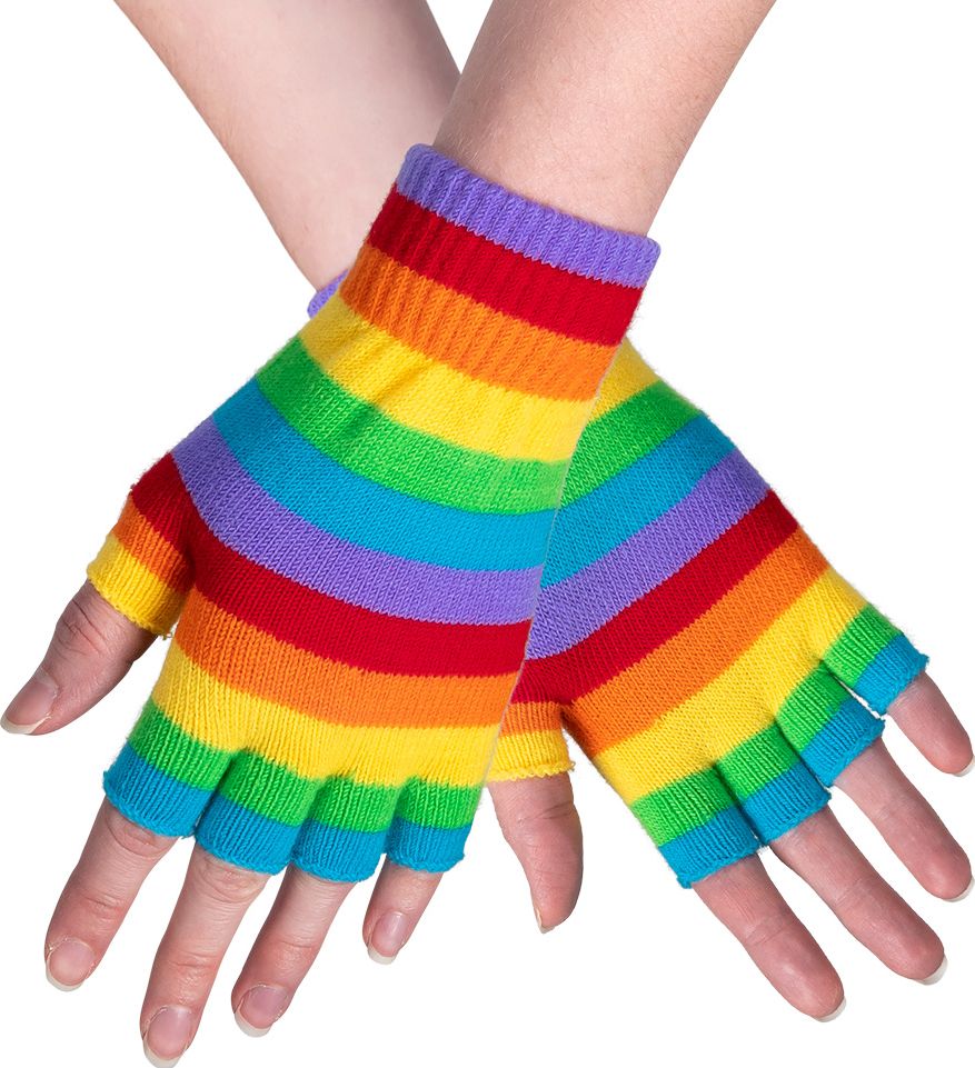 Vingerloze Regenboog Handschoenen Old School
