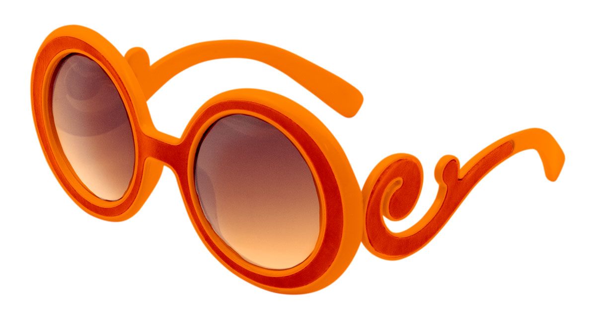 Vintage Feestbril met Krullen Oranje